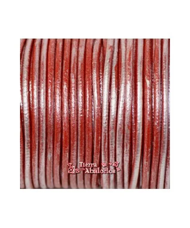 Cordón de Cuero 2,5mm Rojo Coral Metalizado Cordón de Cuero 2,5mm Rojo Coral Metalizado