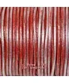 Cordón de Cuero 2,5mm Rojo Coral Metalizado
