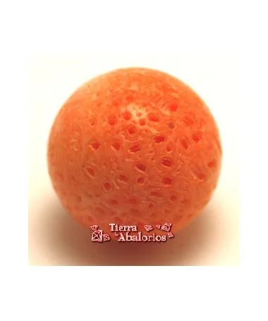 Coral Manzana Bola 14mm con Poros y Pulida
