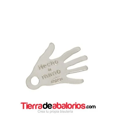 Colgante mano 14x10mm 'Hecho a Mano', Plata de Ley