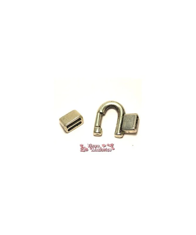 Cierre Pasador Doble, Agujero 10x3mm, Plateado