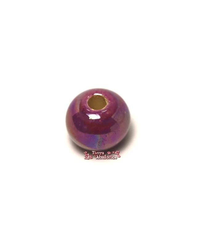 Cerámica Bola 12mm Agujero 3mm Morado