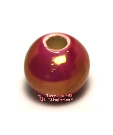 Cerámica Bola 12mm Agujero 3mm Fucsia Irisado Cerámica Bola 12mm Agujero 3mm Fucsia Irisado