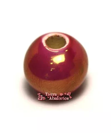 Cerámica Bola 12mm Agujero 3mm Fucsia Irisado Cerámica Bola 12mm Agujero 3mm Fucsia Irisado