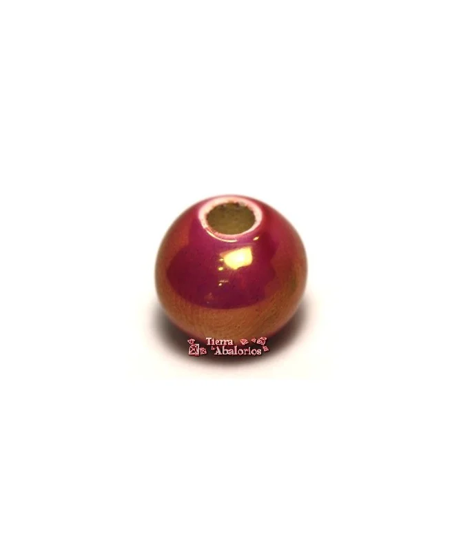 Cerámica Bola 12mm Agujero 3mm Fucsia Irisado