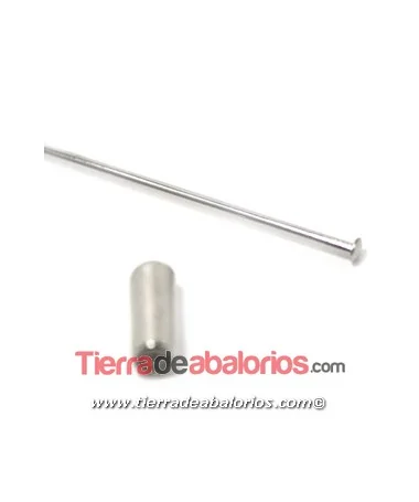 Agujón Alfiler 100mm con Tope Plano, Plateado Agujón Alfiler 100mm con Tope Plano, Plateado