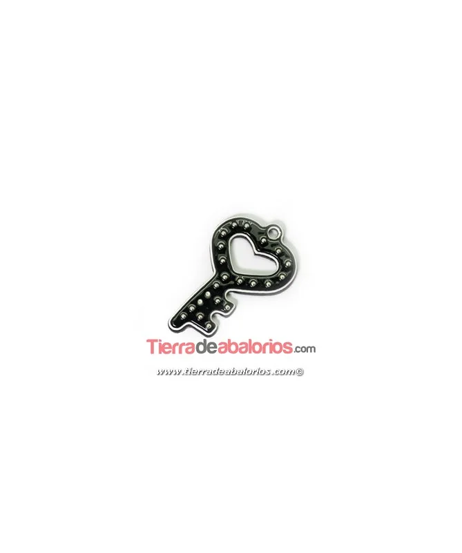 Colgante Plexyglass Llave Corazón 30x19mm, Negro