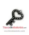 Colgante Plexyglass Llave Corazón 30x19mm, Negro