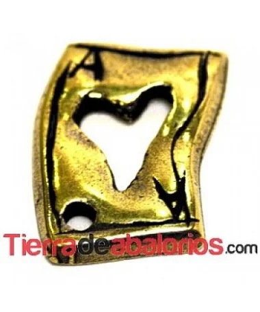 Naipe Colgante As de Corazones 12x10mm - Oro Viejo Naipe Colgante As de Corazones 12x10mm - Oro Viejo