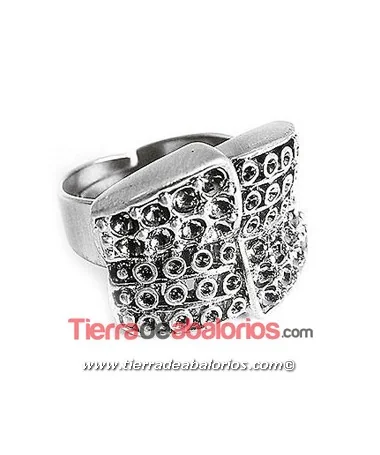 Anillo Ajustable Lazo 16x21mm, Plateado
