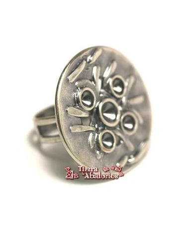 Anillo Ajustable Base 30mm para Chatones SS29, Plata Vieja Anillo Ajustable Base 30mm para Chatones SS29, Plata Vieja