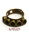 Anillo Ajustable Para 5 Chatones Swarovski SS29, Oro Viejo