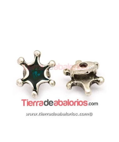 Pasador Estrella Esmeralda 23x18mm Agujero 10x3,5mm Plateado Pasador Estrella Esmeralda 23x18mm Agujero 10x3,5mm Plateado