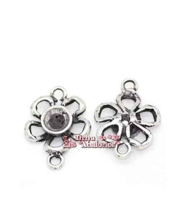 Conector Flor 21mm para Chatón SS39, Plateado