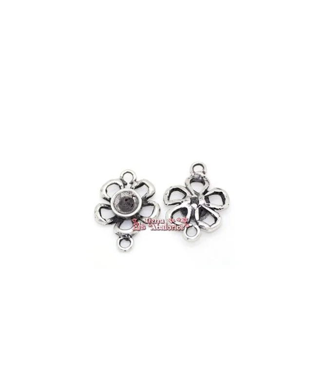 Conector Flor 21mm para Chatón SS39, Plateado