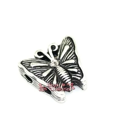 Entrepieza Mariposa 16x14mm 2 agujeros de 2,5mm, Plateada