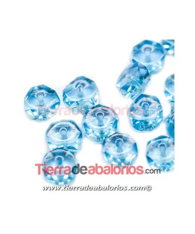 Rondel Facetado 7x4mm Agujero 1,1mm, Aquamarine (50 uds)
