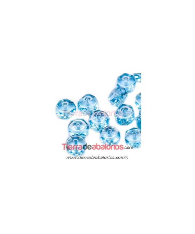 Rondel Facetado 7x4mm Agujero 1,1mm, Aquamarine (50 uds)