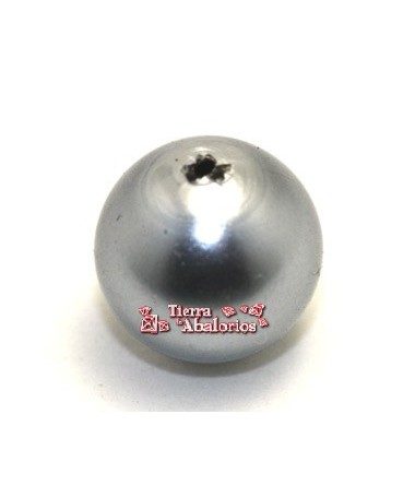 Perla de Cristal Checo 14mm, Agujero 1mm  Gris Plata