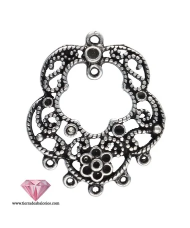 Colgante Filigrana Flor 37x31mm, Plata Vieja