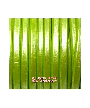 Cuero Regaliz 10x6mm - Pistacho Metalizado (metro)