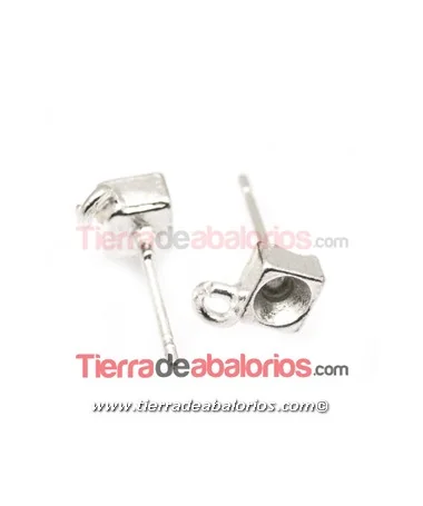 Pendiente Cubo para Chatón PP24, Plateado Pendiente Cubo para Chatón PP24, Plateado
