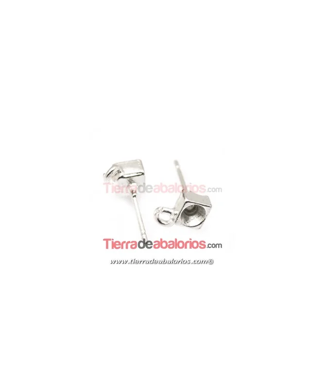Pendiente Cubo para Chatón PP24, Plateado