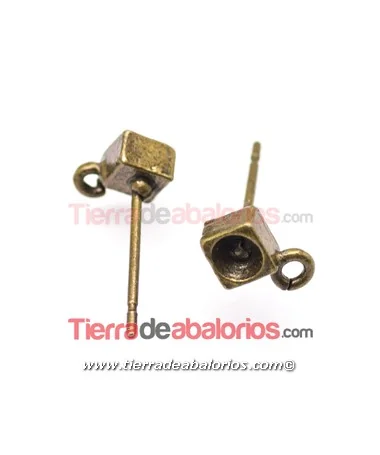 Pendiente Cubo para Chatón PP24, Oro Viejo Pendiente Cubo para Chatón PP24, Oro Viejo