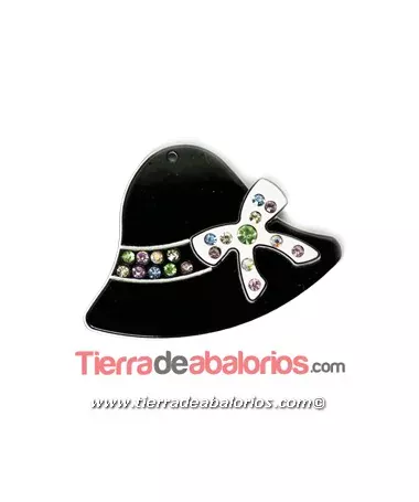 Colgante Plexyglass Sombrero 40x54mm Negro y Blanco Colgante Plexyglass Sombrero 40x54mm Negro y Blanco