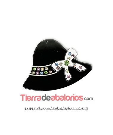 Colgante Plexyglass Sombrero 40x54mm Negro y Blanco Colgante Plexyglass Sombrero 40x54mm Negro y Blanco