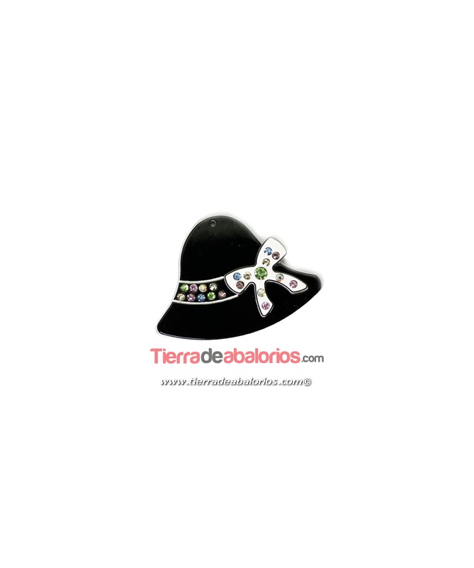 Colgante Plexyglass Sombrero 40x54mm Negro y Blanco