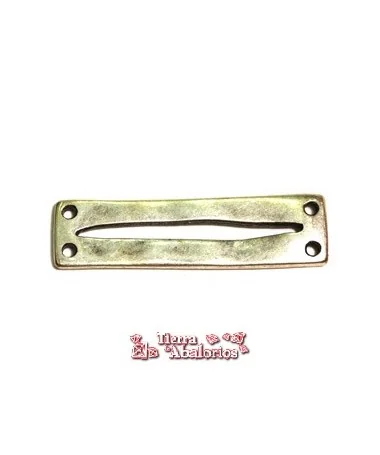 Entrepieza 33x12mm Hueco Irregular y 4 Agujeros, Plateada