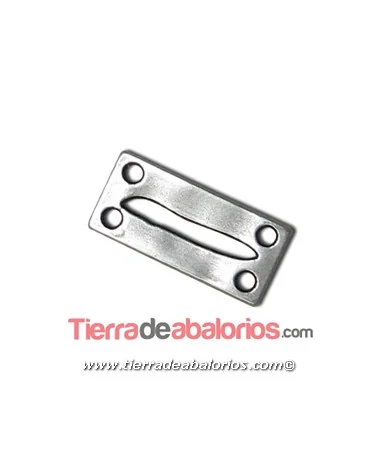 Entrepieza 22x10mm Hueco Irregular y 4 Agujeros, Plateada Entrepieza 22x10mm Hueco Irregular y 4 Agujeros, Plateada