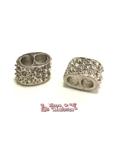 Entrepieza 15x10mm 2 Agujeros de 5mm con Swarovski, Plateado