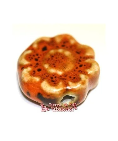 Cerámica Flor 17mm Agujero 1,5mm, Naranja