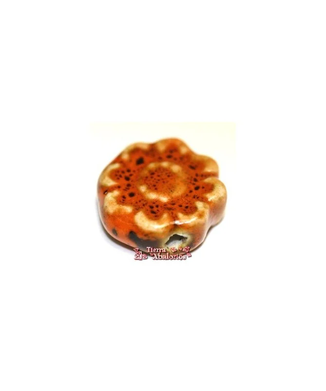 Cerámica Flor 17mm Agujero 1,5mm, Naranja Cerámica Flor 17mm Agujero 1,5mm, Naranja