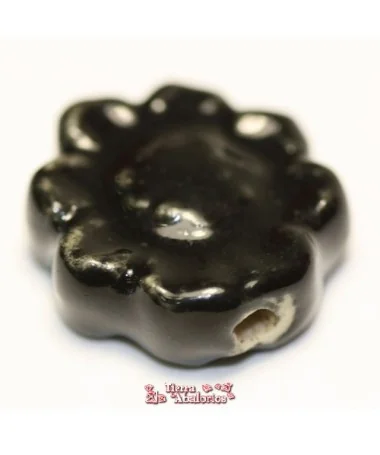 Cerámica Flor 17mm Agujero 1,5mm, Negra Cerámica Flor 17mm Agujero 1,5mm, Negra