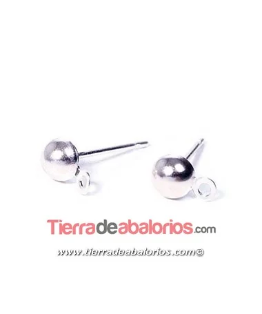 Pendiente Media Bola 5mm, Plateado