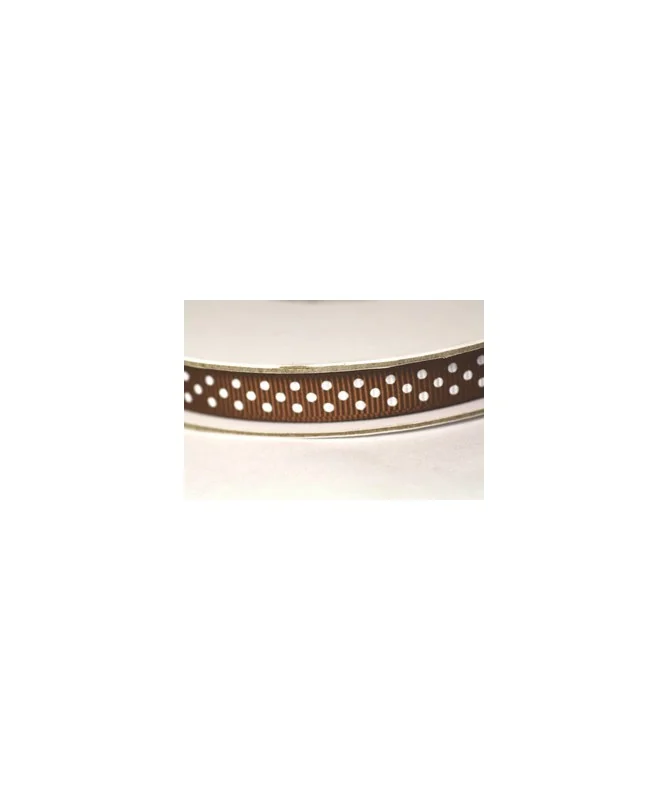 Lazo 10mm Marron Claro Lunares Blancos