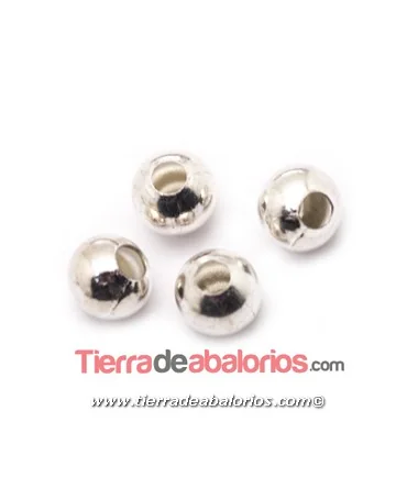 Bola Latón 8mm Agujero 3mm, Plateada