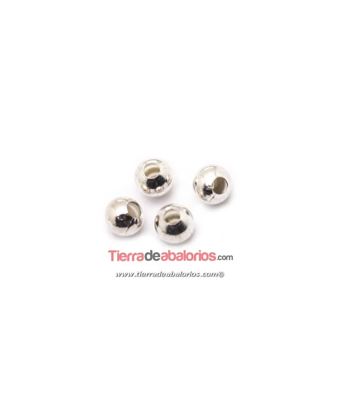 Bola Latón 8mm Agujero 3mm, Plateada