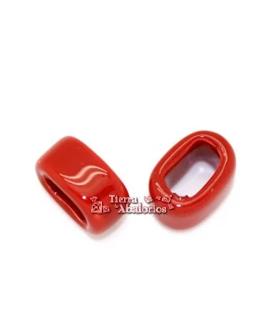 Ceramica para Regaliz 18x12mm, Agujero 11x7mm Rojo Intenso - Tierra de Abalorios