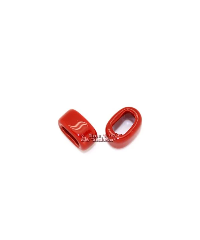 Ceramica para Regaliz 18x12mm, Agujero 11x7mm Rojo Intenso - Tierra de Abalorios