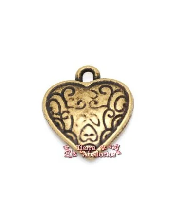Corazón Colgante 18mm con Anilla, Oro Viejo