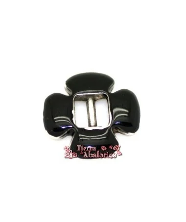 Flor 18mm, Pasador Centro 6mm, Esmaltado Negro Flor 18mm, Pasador Centro 6mm, Esmaltado Negro