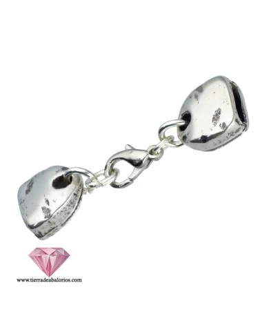 Mosquetón con Terminal Martillado Agujero 10x3mm, Plateado