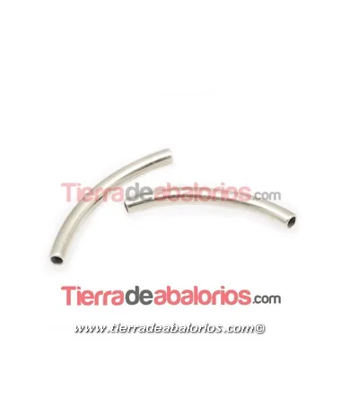 Tubo Curvo 40mm Agujero 2,5mm, Plateado