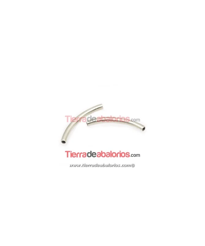 Tubo Curvo 40mm Agujero 2,5mm, Plateado