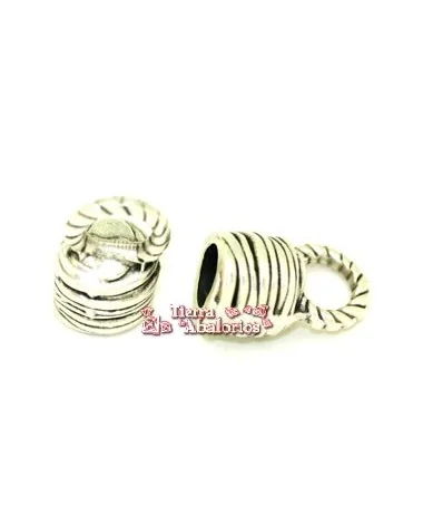 Terminal 25x14mm Agujero 10mm con Anilla Trenzada, Plateado Terminal 25x14mm Agujero 10mm con Anilla Trenzada, Plateado