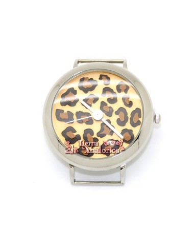 Reloj Esfera 42mm Plateado Nikelado, Esfera Leopardo